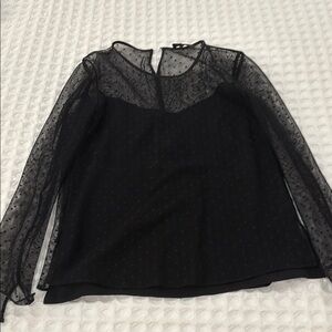 Rag & Bone Black Asymmetrical Sheer Blouse